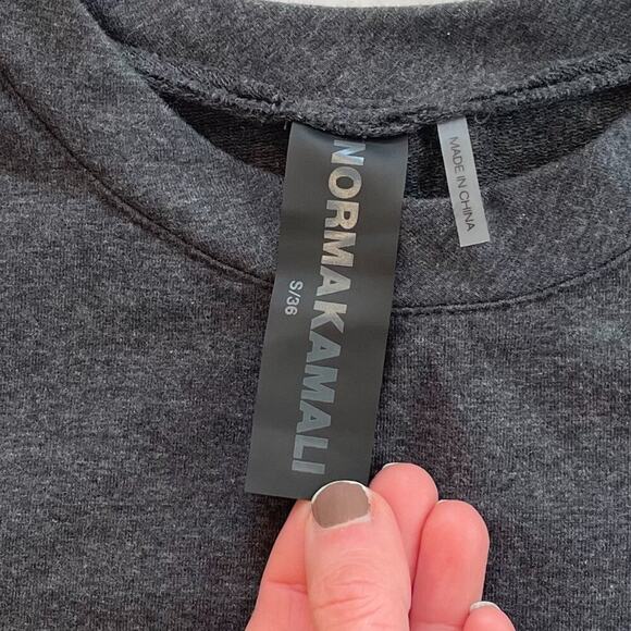 Norma Kamali Charcoal Gray Sleeveless Crew Neck Tunic/Top Kangaroo Pockets, S - Picture 8 of 12